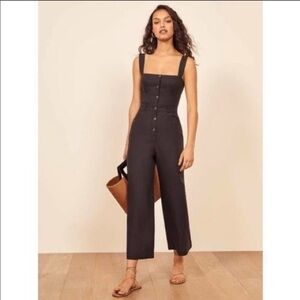Reformation Tyler Linen Jumpsuit in Black
